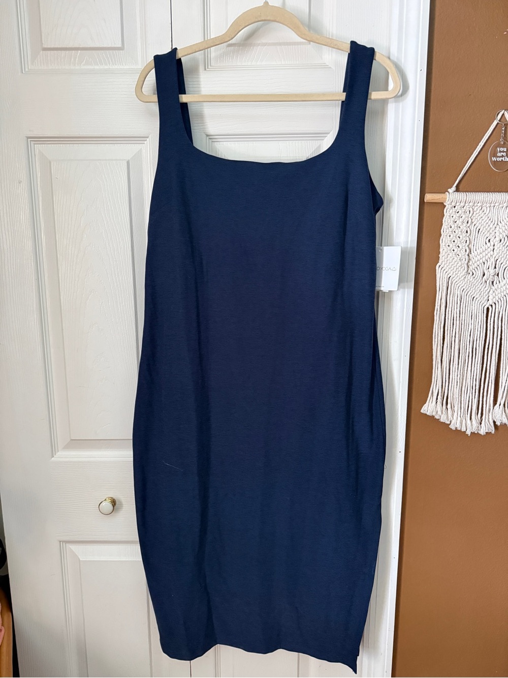 NWT Beyond Yoga Soft Heather Navy Blue Bodycon Midi Dress / Size 1X
